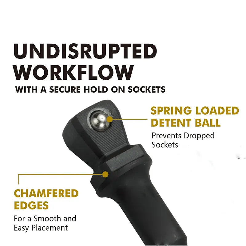 3pcs 1/4 Inch Shank 1/4 ,3/8, 1/2 Drive 30 Degree Range Rotation Impact Wobble Socket Adapter and Extension Set
