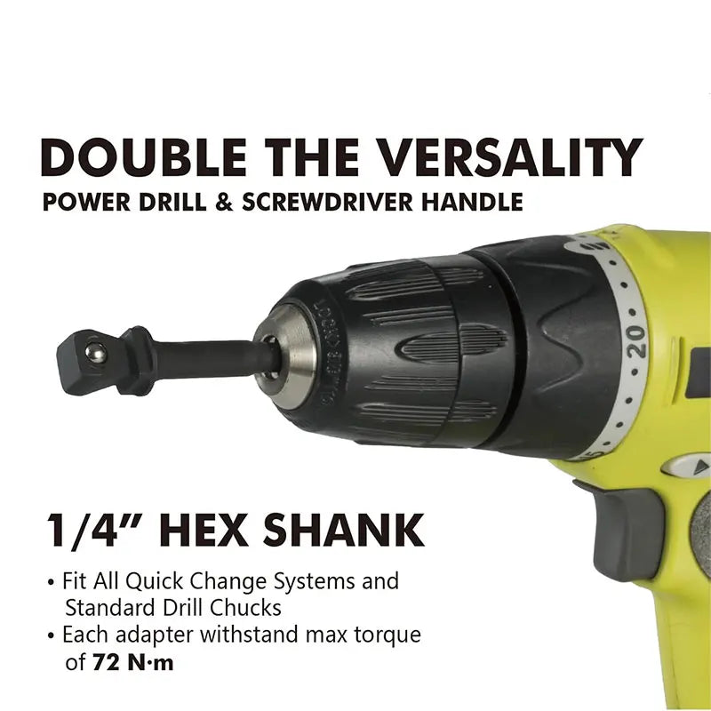 3pcs 1/4 Inch Shank 1/4 ,3/8, 1/2 Drive 30 Degree Range Rotation Impact Wobble Socket Adapter and Extension Set