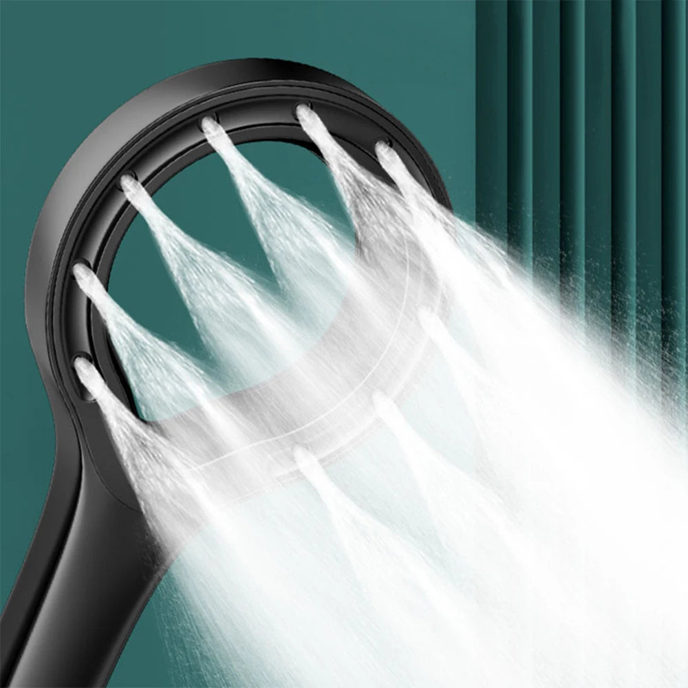 Ring-shaped water booster handheld shower head nozzle ABS large panel spray water-saving anti-blocking bathroom showerhead