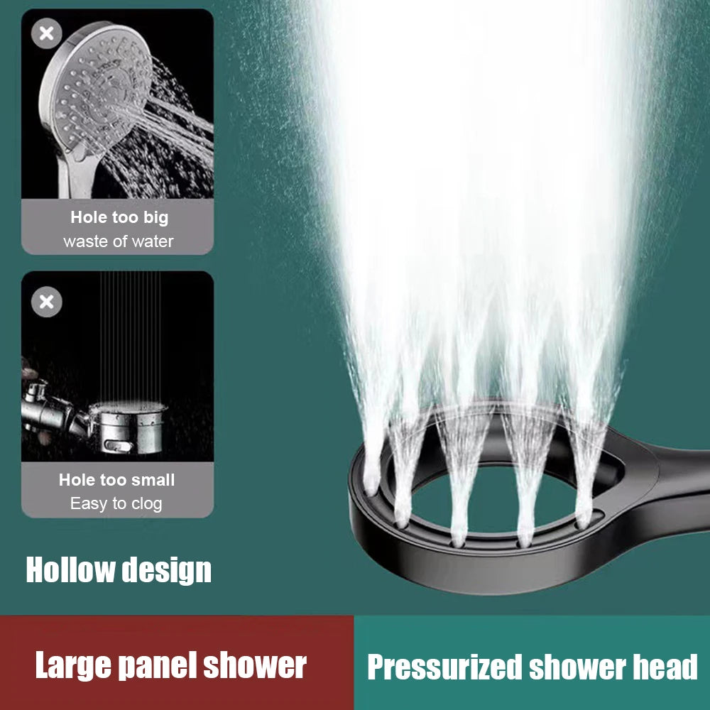 Ring-shaped water booster handheld shower head nozzle ABS large panel spray water-saving anti-blocking bathroom showerhead