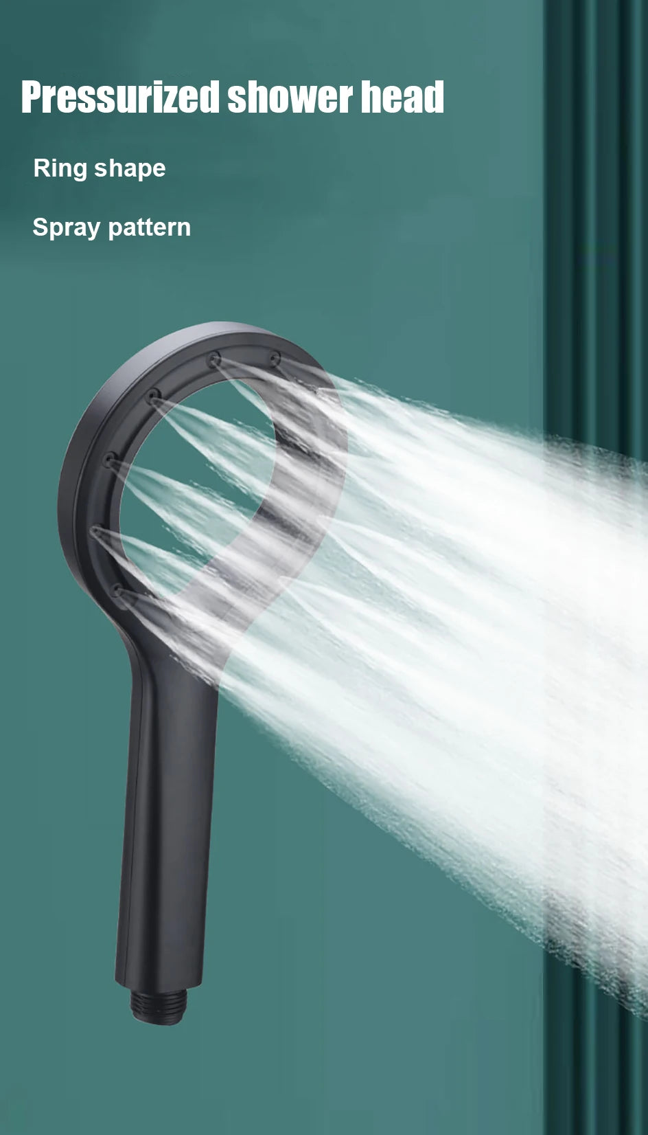 Ring-shaped water booster handheld shower head nozzle ABS large panel spray water-saving anti-blocking bathroom showerhead